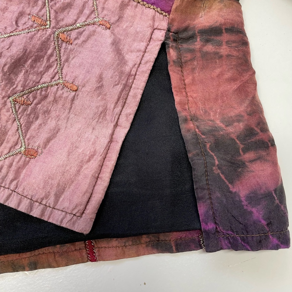 Parsley Sage Silk Patchwork Button Jacket Boho Ar… - image 5